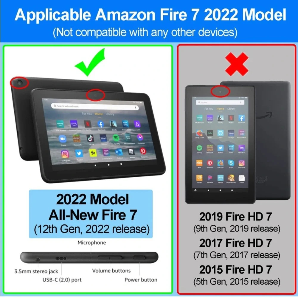 Amazon Fire 7 Tablet Black Handle Case